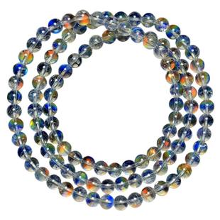 马岛料幻彩月光石玻璃体手链收藏级冰种月亮石彩虹光多圈三圈手串