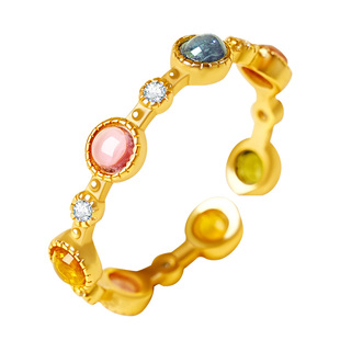 宫里上新碧玺戒指女天然宝石纯银指环食指小众设计生日礼物送女生