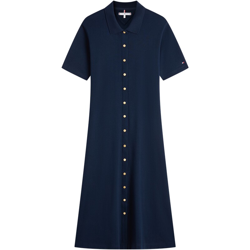 Tommy女装纯棉修身翻领连衣裙