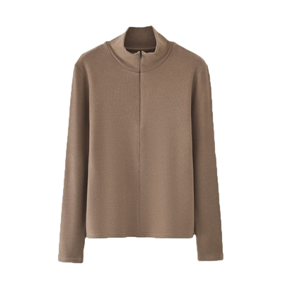 德绒立领卫衣半拉链打底衫女2025秋冬新款半高领修身可外穿长袖