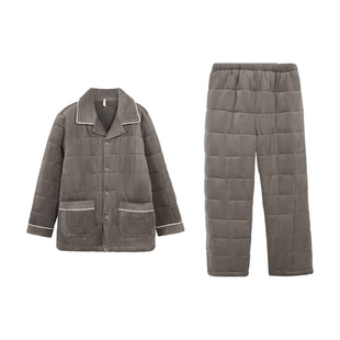 安之伴【巨保暖】三层夹棉男士睡衣冬季加厚珊瑚绒冬款家居服套装