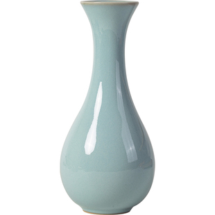 天青汝窑玉净瓶中式禅意客厅茶室插花仿古瓷器摆件高端陶瓷小花瓶