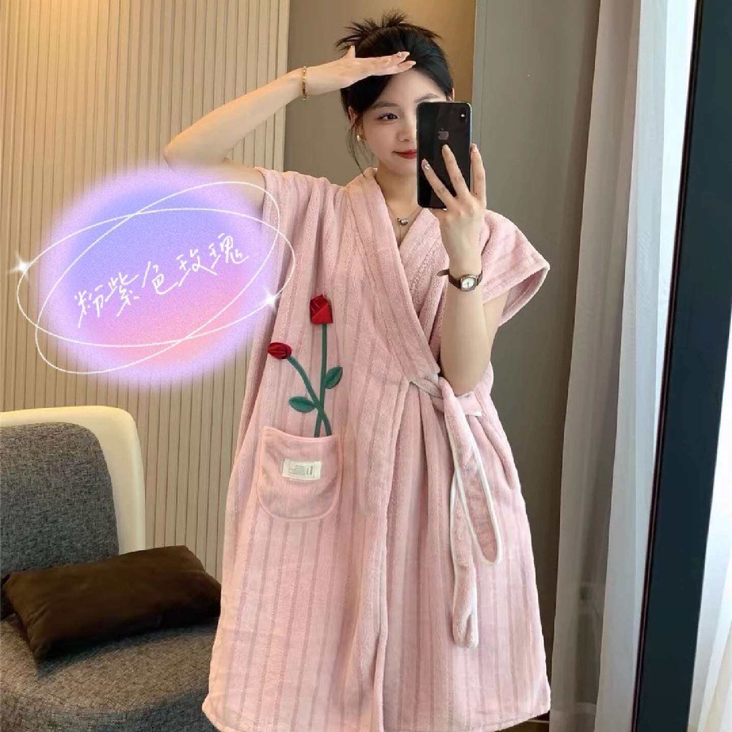 浴巾女可穿可裹比棉吸水大人洗澡游泳斗篷浴袍式浴裙2024新款