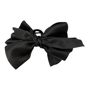 大蝴蝶结很显头~缎面黑色发抓鲨鱼夹女发夹后脑勺量多发卡抓夹ins