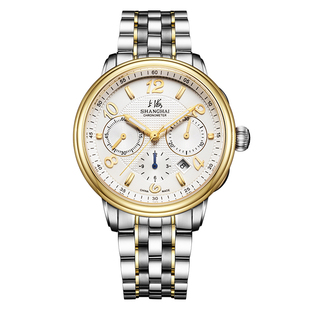 上海(SHANGHAI)手表多功能计时码表自动机械表精钢防水男9002