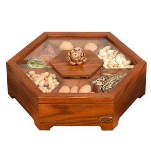 干果盒实木质双层客厅家用创意分格带盖点心零食瓜子坚果盘收纳盒