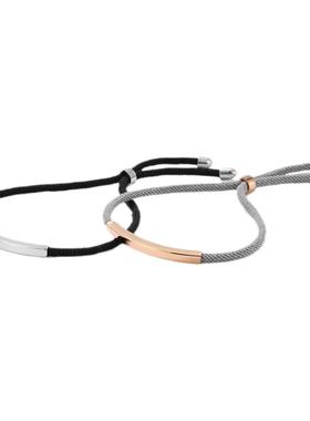 微笑钛钢可调节情侣手链