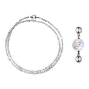 无用之用「时间印记」天然灰月光日月星橙月光白月光石金曜石项链