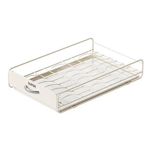 苏泊尔碗碟收纳架厨房免安装碳钢置物架抽拉式碗碟架盘子沥水碗架