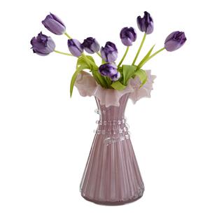 法式花边舞裙琉璃花瓶中古芬顿粉色裙摆轻奢客厅插花颜值软装花器