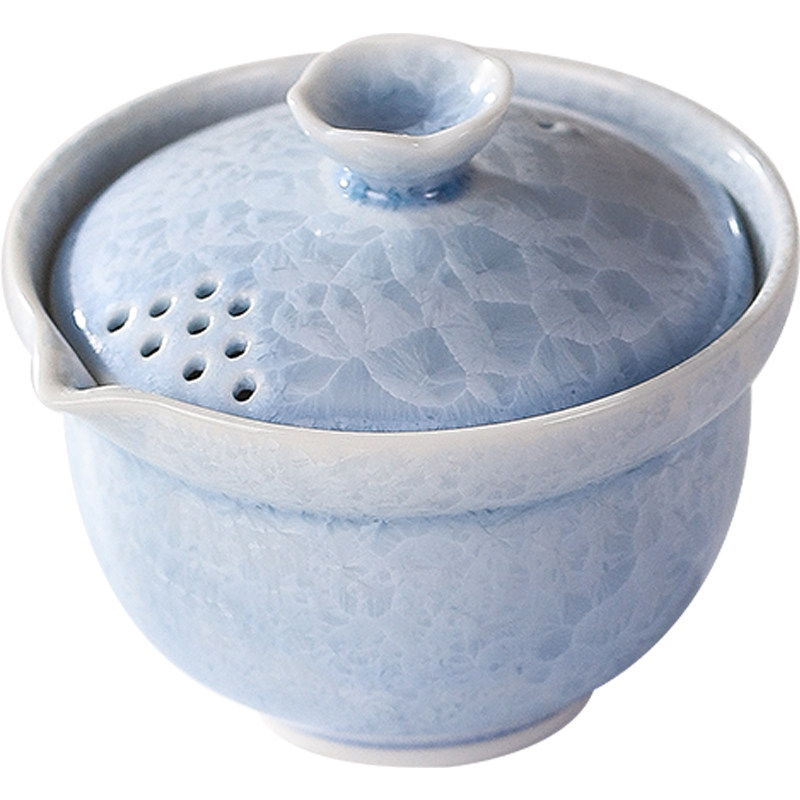 茶皇子蓝冰花窑变结晶釉手抓壶