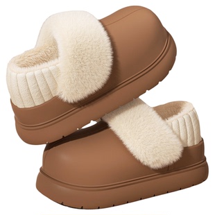 防水包跟棉拖鞋女2025新款冬加绒EVA厚底防滑保暖外穿可拆卸棉鞋
