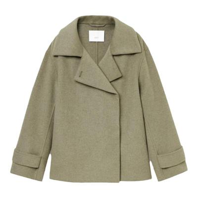 OVV秋冬热卖女装简约时髦翻领短款保暖羊毛双面呢大衣