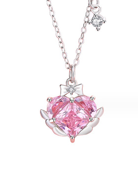 粉色水晶/纯银项链/礼盒包装