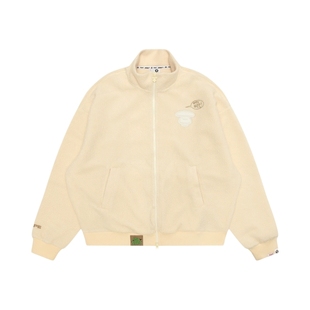 Aape旗舰店男装秋冬猿人徽章绒面休闲潮流拉链卫衣外套C396XXP