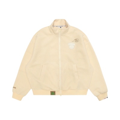 Aape猿人徽章绒面休闲拉链卫衣