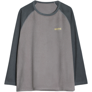 胖男童保暖上衣中大童德绒打底衫胖男孩双面薄绒秋衣加肥宽松内搭