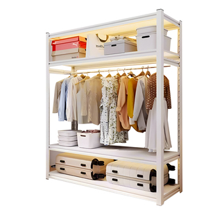 简易衣柜出租房用卧室家用组装置物架落地角钢挂衣架铁艺货架PDD