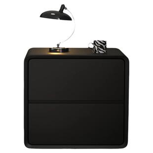 高级感实木床头柜黑色侘寂风床边柜简约现代储物卧室简易收纳柜子