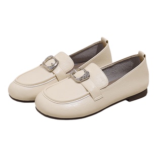 星期六复古风乐福鞋女2026春季新款不累脚金属方扣百搭英伦小皮鞋