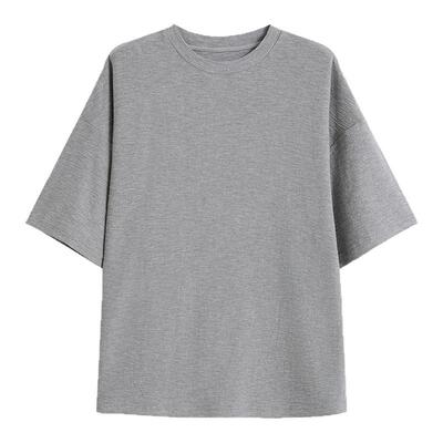 双面皱棉肌理落肩五分短袖T恤