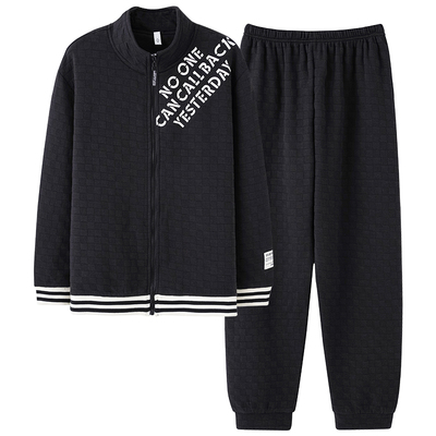 雅鹿男士立领家居服拉链睡衣套装