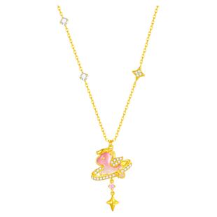 周大生梦幻小马项链女银荧光珐琅高级感锁骨链首饰生日礼物送女友