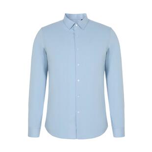 诺丁山弹力衬衫男天蓝色春季新款商务高级男士长袖衬衣凉感