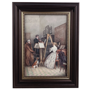 欧美式复古音乐钢琴桌面摆件玄关客厅琴房教室中古相框油画装饰画