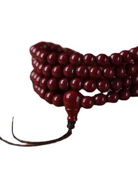 湘西原矿朱砂手链高含量紫金帝王砂108颗项链男女款本命年转运珠