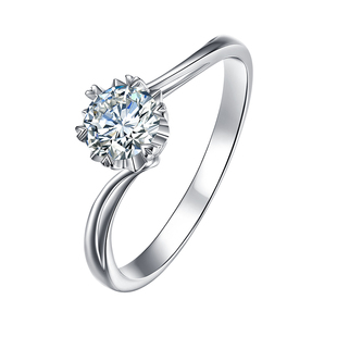 周丽莱莫桑石钻戒女六爪雪花30分-1克拉结婚戒指定制大号码