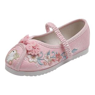 汉服绣花鞋女童老北京布鞋民族风古装刺绣鞋牛筋底儿童舞蹈鞋童鞋