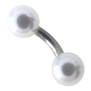 新款仿珍珠系带钉男士性感穿刺饰品乳钉钛钢直杆朋克摩擦PA钉穿孔