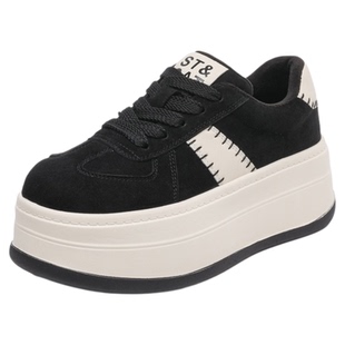 星期六厚底板鞋女款2025新款黑白熊猫运动面包鞋秋冬加绒保暖鞋子