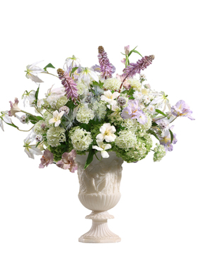妖及法式中古浮雕花器仿真花摆件