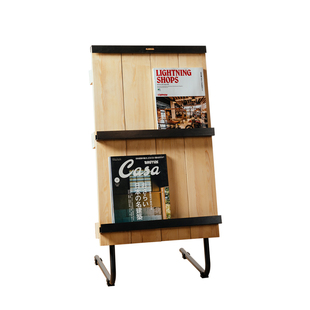 蘑菇空间 美式复古木质落地杂志架日式铁艺架身可拆卸报刊置物架