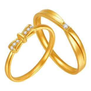 莱绅通灵 缘定金誓系列 蜜恋/爱意循环黄金对戒 足金 送礼