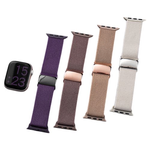 匠戴适用苹果S11手表iwatch9表带applewatch8秋冬梅子色平纹尼龙S10新款编织磁吸S8运动腕带智能SE3女男7时尚
