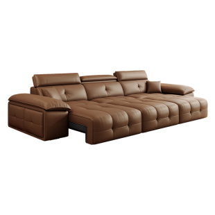 劳伦斯电动沙发床功能客厅真皮可趟可睡可调节伸缩新款直排三人位