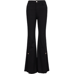 Vero Moda牛仔裤女2025秋冬新款含棉莱赛尔钉珠毛边微喇裤百搭