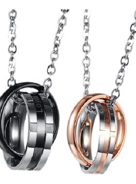 情侣钛钢学生吊坠短款锁骨链