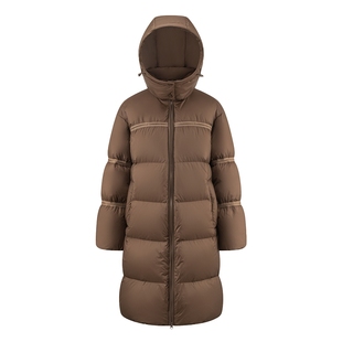 艾莱依长款鹅绒服泡芙软糯连帽韩版羽绒服女爆款冬季羽绒外套反季