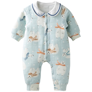 [北极奇遇]aqpa爱帕婴儿衣服保暖秋冬夹棉连体衣哈衣宝宝棉服外出