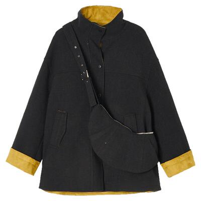 阔版单排扣中长款外套