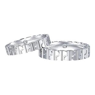 王安宇同款周生生PROMESSA字母18K金钻石戒指情侣93720R