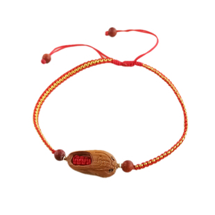 防小人桃木鞋红绳男女脚链脚腕配饰编织饰品佛珠原创设计腕链新品