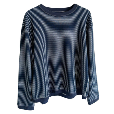 小海马卫衣韩系宽松蓝白条T恤