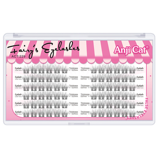 anjicat联排婴儿弯睫毛微翘柔软自然款双拼婴儿弯自嫁接假睫毛J翘