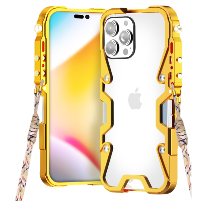 适用于iPhone17Promax金属边框手机壳苹果16promax加厚防摔13保护套15promax机械手臂plus铁