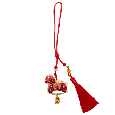 马年新年宋锦马上有钱挂件手工